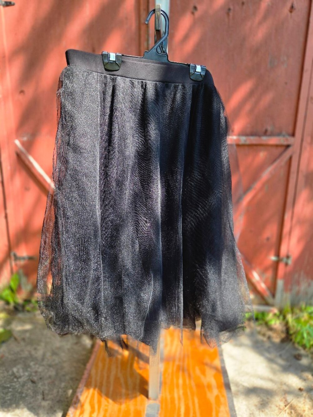 Charlotte Russe Black Midi Tulle Overlay Plus size Skirt | Women's Size 3X